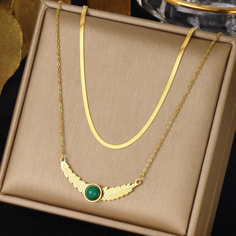 Pendant Necklaces 316L Stainless Steel Green Zircon Double Layer Necklace For Women Trend Girls Chains Party Jewelry Gifts
Pendant Necklaces 316L Stainless Steel Green Zircon Double Layer Necklace For Women Trend Girls Chains Party Jewelry Gifts