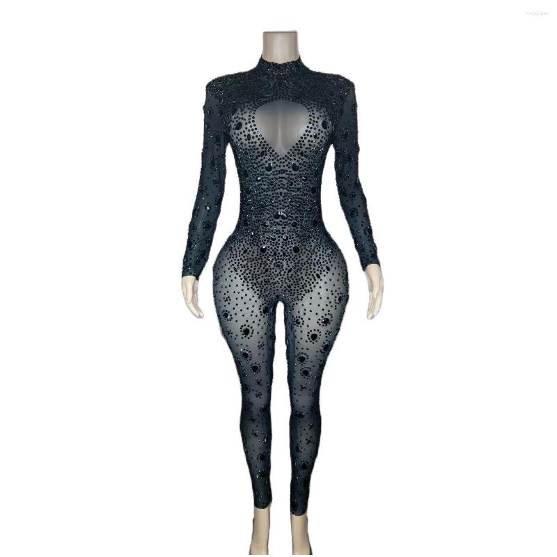 Stage Wear Gauze Black Shining Rhinestones Sexy Long Sleeves Jumpsuits For Women Prom Dance Pole Clothing Nightclub Party Costumes
Stage Wear Gauze Black Shining Rhinestones Sexy Long Sleeves Jumpsuits For Women Prom Dance Pole Clothing Nightclub Party Costumes