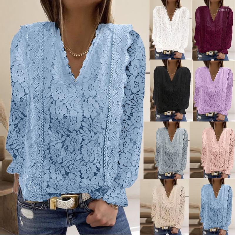 Women' Blouses Top Female Lace Elegant V-neck Women' Blouse Loose Chic Woman Casual Long Sleeve For Women, White
Women' Blouses Top Female Lace Elegant V-neck Women' Blouse Loose Chic Woman Casual Long Sleeve For Women, White