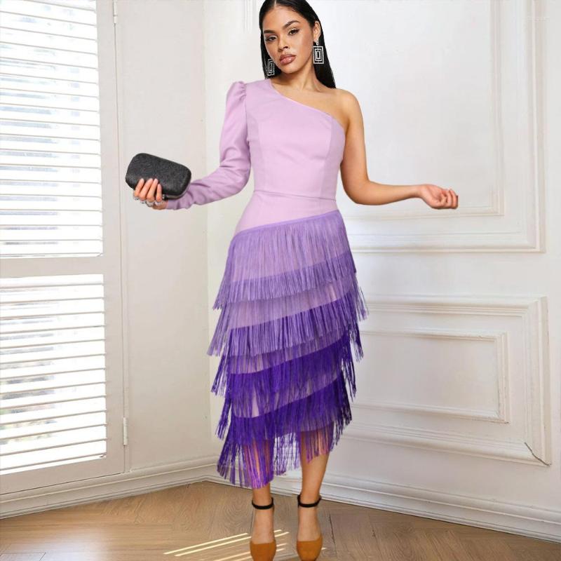 Casual Dresses Women Party 2023 Purple Tassel One Shoulder Midi Chic Robes Irregular Patchwork Big Size Formal, Lavender
Casual Dresses Women Party 2023 Purple Tassel One Shoulder Midi Chic Robes Irregular Patchwork Big Size Formal, Lavender