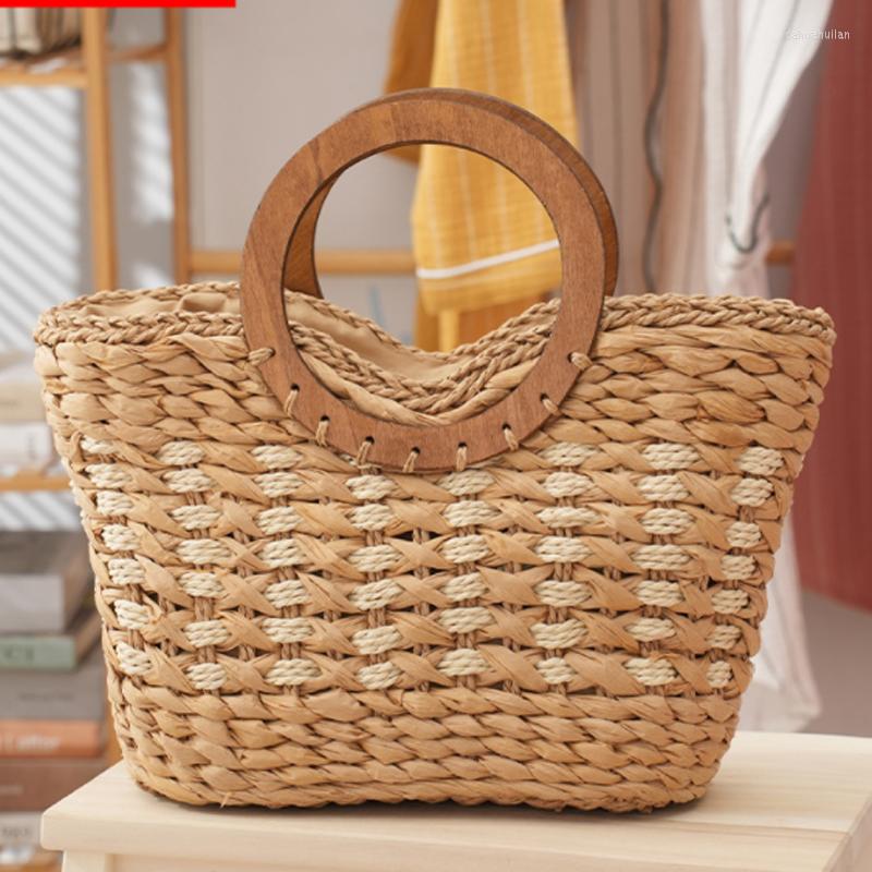 Evening Bags Simple Woven Women Bag Round Bamboo Handle Straw Hard Hand Fashion Versatile Handbag, Khaki
Evening Bags Simple Woven Women Bag Round Bamboo Handle Straw Hard Hand Fashion Versatile Handbag, Khaki