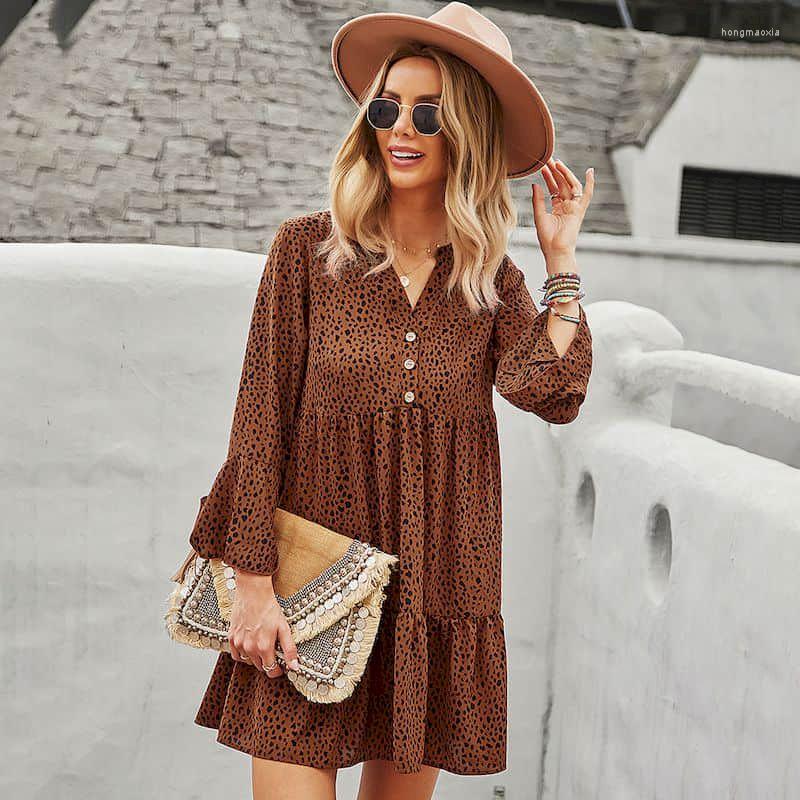 Casual Dresses 2023 Spring And Autumn Dress Leopard Print Sexy Long Sleeve Button V-Neck Vintage A-LINE Women Clothing Knee-Length, Brown
Casual Dresses 2023 Spring And Autumn Dress Leopard Print Sexy Long Sleeve Button V-Neck Vintage A-LINE Women Clothing Knee-Length, Brown