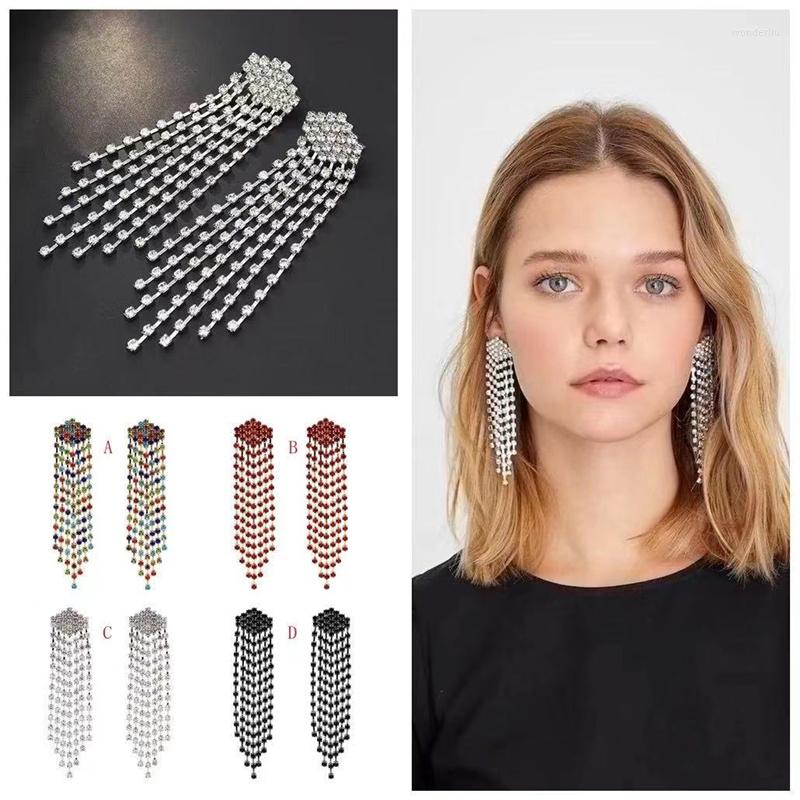 Dangle Earrings Colorful Trendy Bride Rhinestone Long Tassel Crystal Large Pendant Are Suitable For Women's Wedding Parties
Dangle Earrings Colorful Trendy Bride Rhinestone Long Tassel Crystal Large Pendant Are Suitable For Women's Wedding Parties
