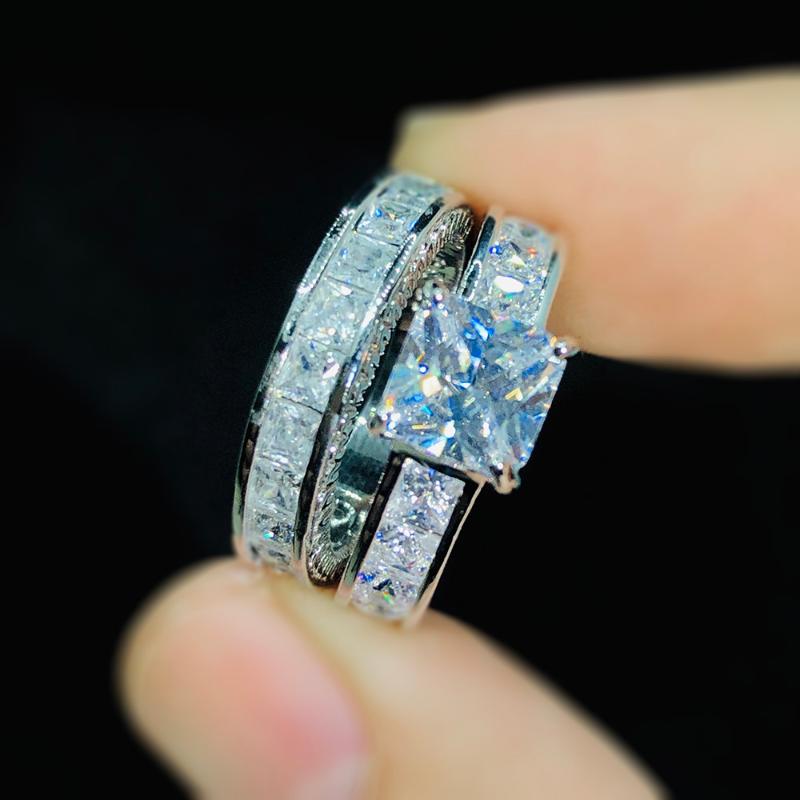 Wedding Rings Gorgeous Set Of Ring Bride Silver Color CZ Romantic Female Women's Engagement Fashion Jewelry Wholesale DD021Wedding
Wedding Rings Gorgeous Set Of Ring Bride Silver Color CZ Romantic Female Women's Engagement Fashion Jewelry Wholesale DD021Wedding