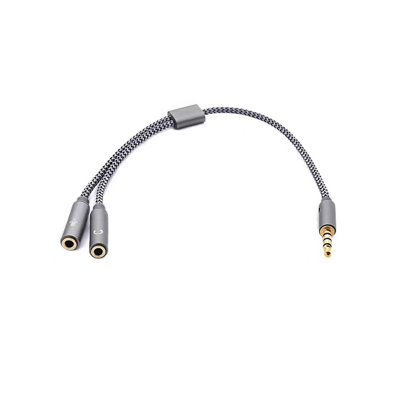 3.5mm Jack Microphone Headset Audio Splitter Cable Female to 2 Male Headphone Mic Aux Extension Cables for Phone Computer