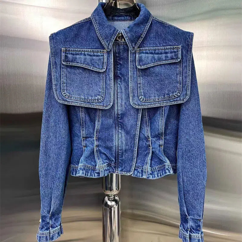 Women s Jackets Shawl navy wind denim jacket female spring and autumn fashion personality pocket pleat waist short section tops 230225, Blue
Women s Jackets Shawl navy wind denim jacket female spring and autumn fashion personality pocket pleat waist short section tops 230225, Blue