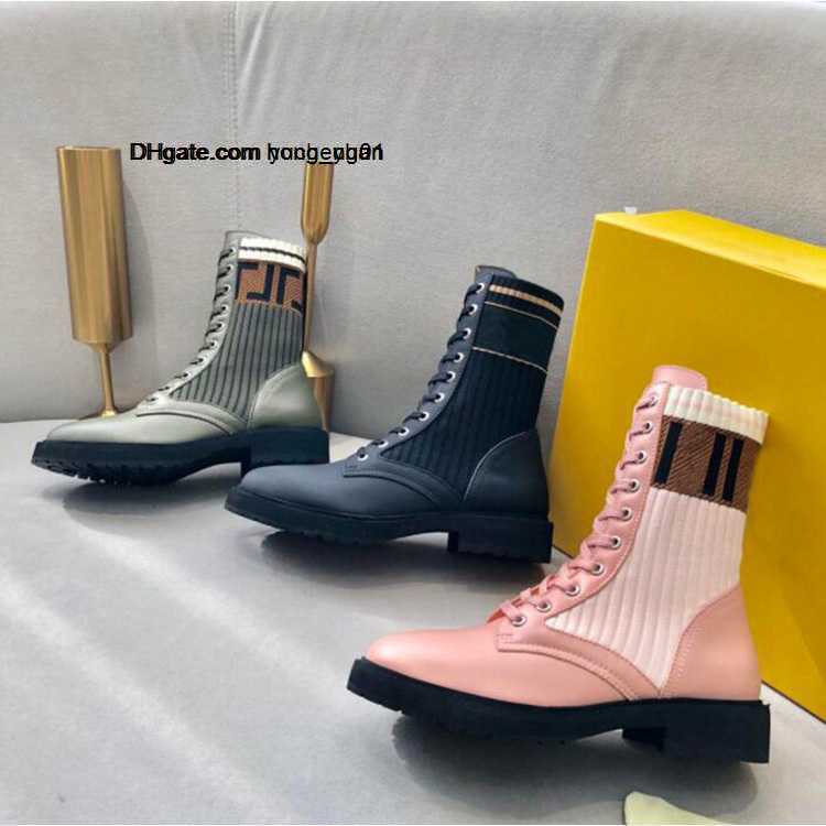 2023 New High Quality Designer Boots Women Boots Knitted Stretch Martin Black Leather Knight Short Boot Design Casual Shoes, #1