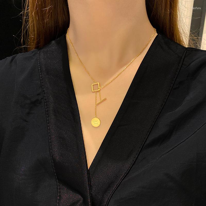 Pendant Necklaces Simple Letters Square Round Brand Titanium Steel Necklace Temperament Net Red Clavicle Chain Personality Fashion Collar
Pendant Necklaces Simple Letters Square Round Brand Titanium Steel Necklace Temperament Net Red Clavicle Chain Personality Fashion Collar