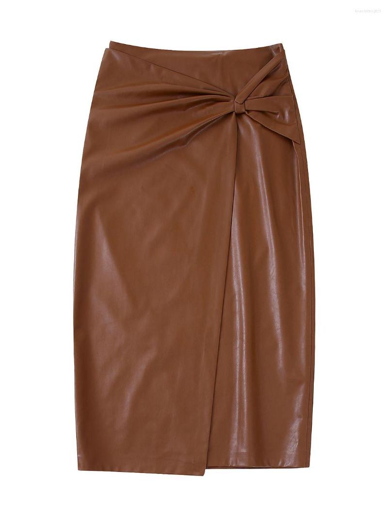 Skirts Women Fashion Knotted Front Slit Faux Leather PU Midi Skirt Vintage High Waist Back Zipper Female Mujer, Picture colour
Skirts Women Fashion Knotted Front Slit Faux Leather PU Midi Skirt Vintage High Waist Back Zipper Female Mujer, Picture colour