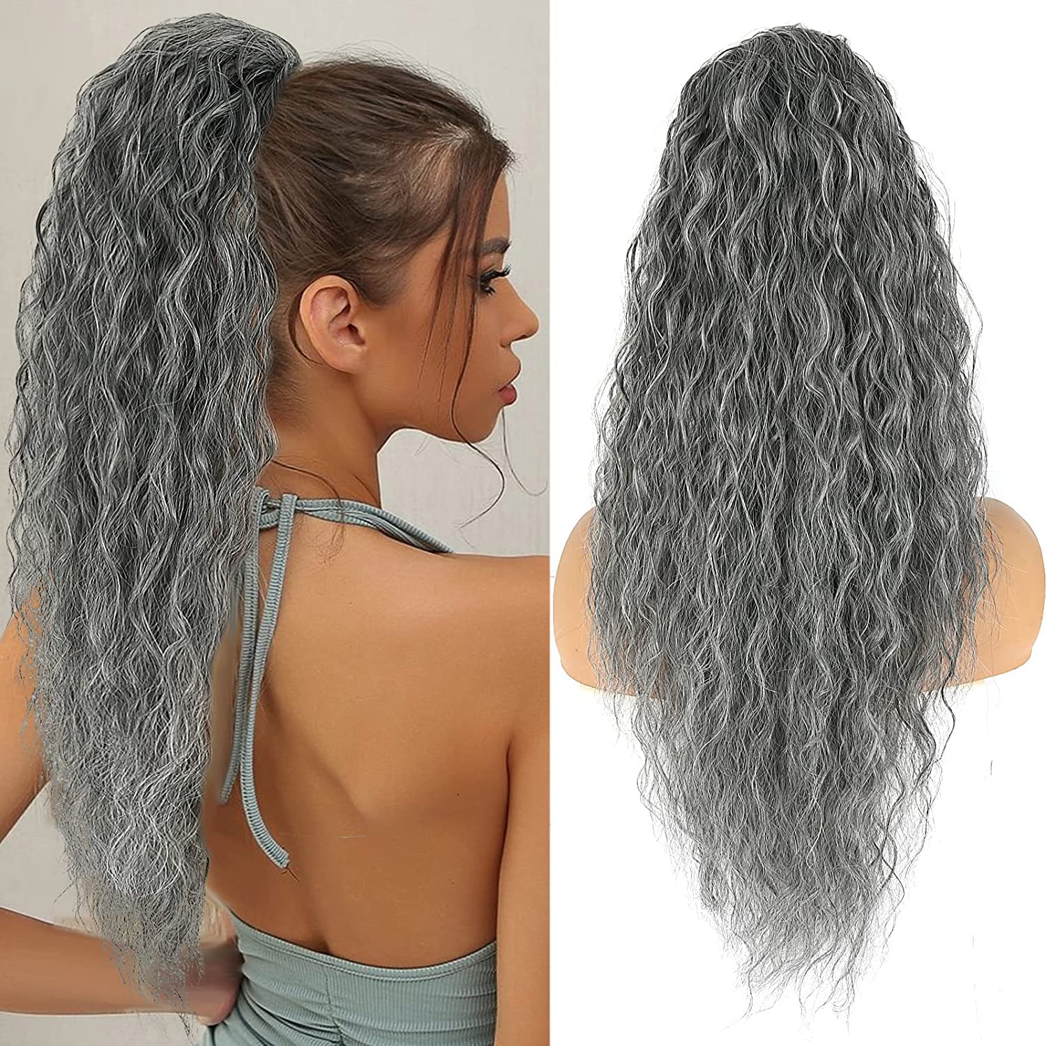 Gray Wavy Drawstring Ponytail Extension for Black Women Salt and pepper custom Long Curly Wavy Ponytail Hair Extensions Clip In Grey Ponytail Extensions
Gray Wavy Drawstring Ponytail Extension for Black Women Salt and pepper custom Long Curly Wavy Ponytail Hair Extensions Clip In Grey Ponytail Extensions
