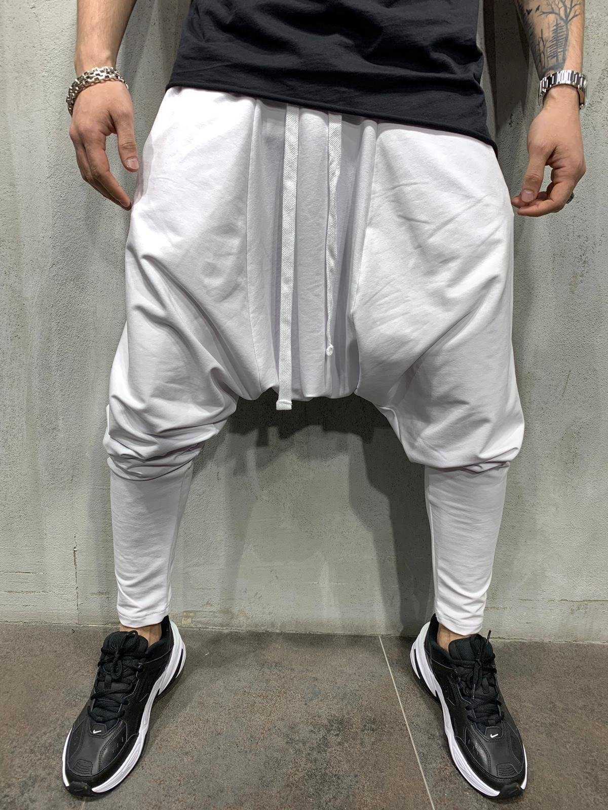 Men's Pants Men's New Hip Hop Trend Trousers Europe and The United States Loose Solid Color Feet Street Sports Leisure Harem Pants Z0225