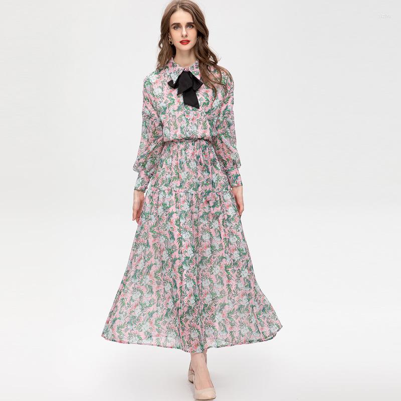 Casual Dresses 2023 Spring Long Dress High Quality Women Turn-down Collar Charming Floral Prints Bow Deco Sleeve Maxi, Picture shown
Casual Dresses 2023 Spring Long Dress High Quality Women Turn-down Collar Charming Floral Prints Bow Deco Sleeve Maxi, Picture shown