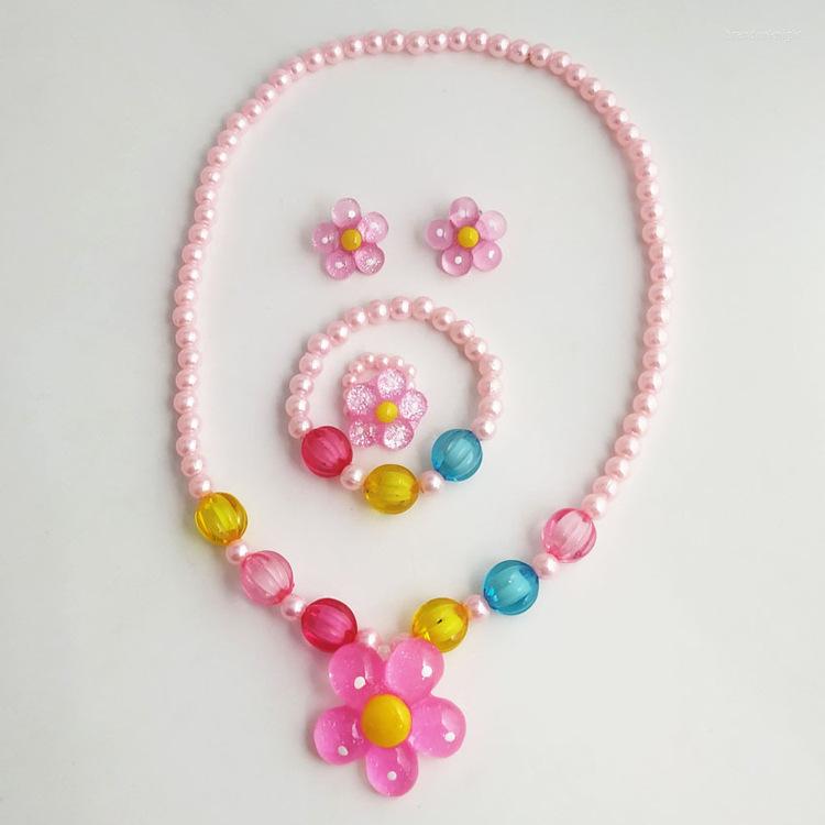 Necklace Earrings Set Baby Girls Imitation Pearl Beads Cute Pink Flower Bracelets Rings Kids Children Jewelry Gift 3TZ137, Picture shown
Necklace Earrings Set Baby Girls Imitation Pearl Beads Cute Pink Flower Bracelets Rings Kids Children Jewelry Gift 3TZ137, Picture shown