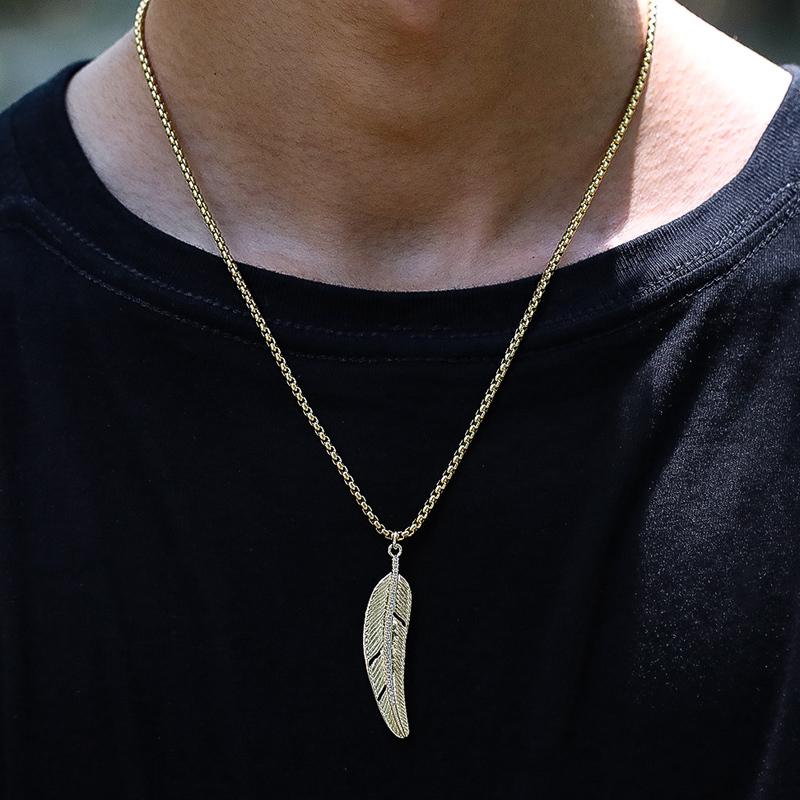 Pendant Necklaces Trendy Feather Necklace Men Pave Cubic Ziron Gold Color Box Chain For Jewelry GiftPendant
Pendant Necklaces Trendy Feather Necklace Men Pave Cubic Ziron Gold Color Box Chain For Jewelry GiftPendant