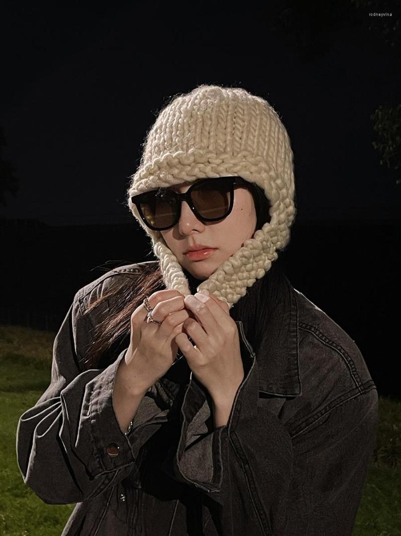 Berets Coarse Yarn Hand-Woven Earmuffs Hat Women's Windproof Warm Face Knitted, Black
Berets Coarse Yarn Hand-Woven Earmuffs Hat Women's Windproof Warm Face Knitted, Black