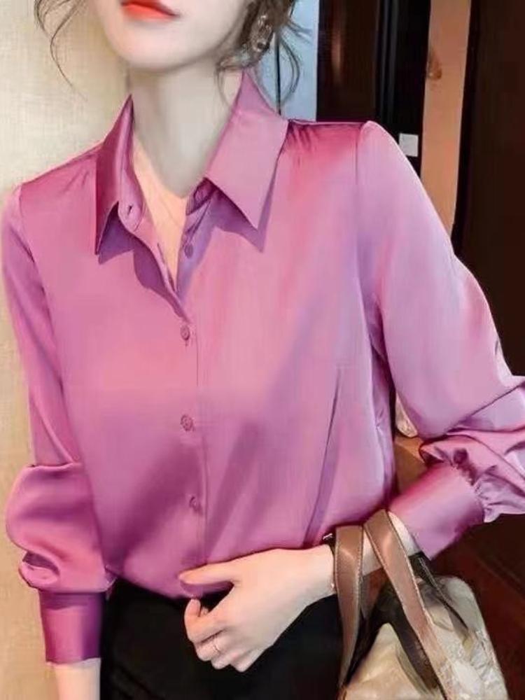 Women' Blouses & Shirts Elegant Women Buttoned -Neck Satin Blouse Summer 2023 Fashion Office Lady Pink Tops Long Sleeve Oversize Chic Cloth, Black
Women' Blouses & Shirts Elegant Women Buttoned -Neck Satin Blouse Summer 2023 Fashion Office Lady Pink Tops Long Sleeve Oversize Chic Cloth, Black