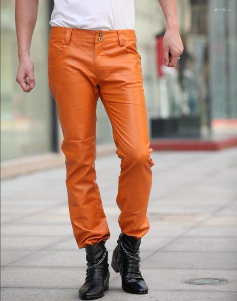 Men's Pants Fashion Faux Leather Men Orange Slim Casual Nightclub Male Plue Size Motorcycle Trousers
Men's Pants Fashion Faux Leather Men Orange Slim Casual Nightclub Male Plue Size Motorcycle Trousers