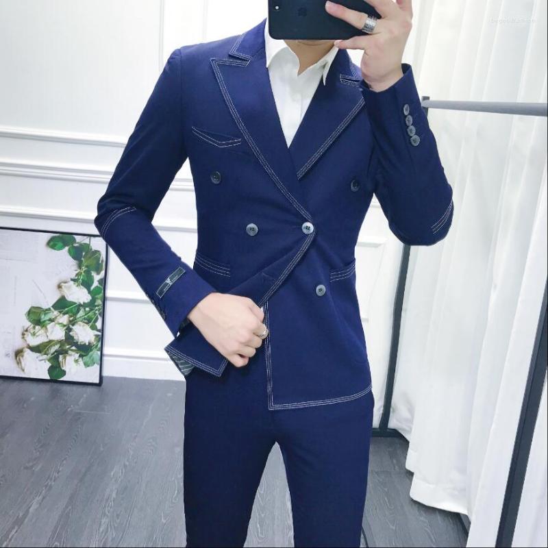 Men's Suits Korean Version Of The Self-cultivation Casual Men's Double-breasted Trend Hair Stylist Personality Small Suit Two-piece, Black
Men's Suits Korean Version Of The Self-cultivation Casual Men's Double-breasted Trend Hair Stylist Personality Small Suit Two-piece, Black
