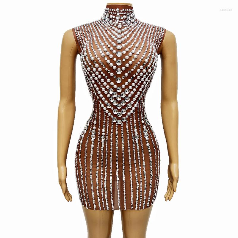 Stage Wear Glisten Silver Rhinestone Pearls Brown Dress Evening Birthday Celebrate Party Outfit Sexy Dancer Sleeveless Short
Stage Wear Glisten Silver Rhinestone Pearls Brown Dress Evening Birthday Celebrate Party Outfit Sexy Dancer Sleeveless Short