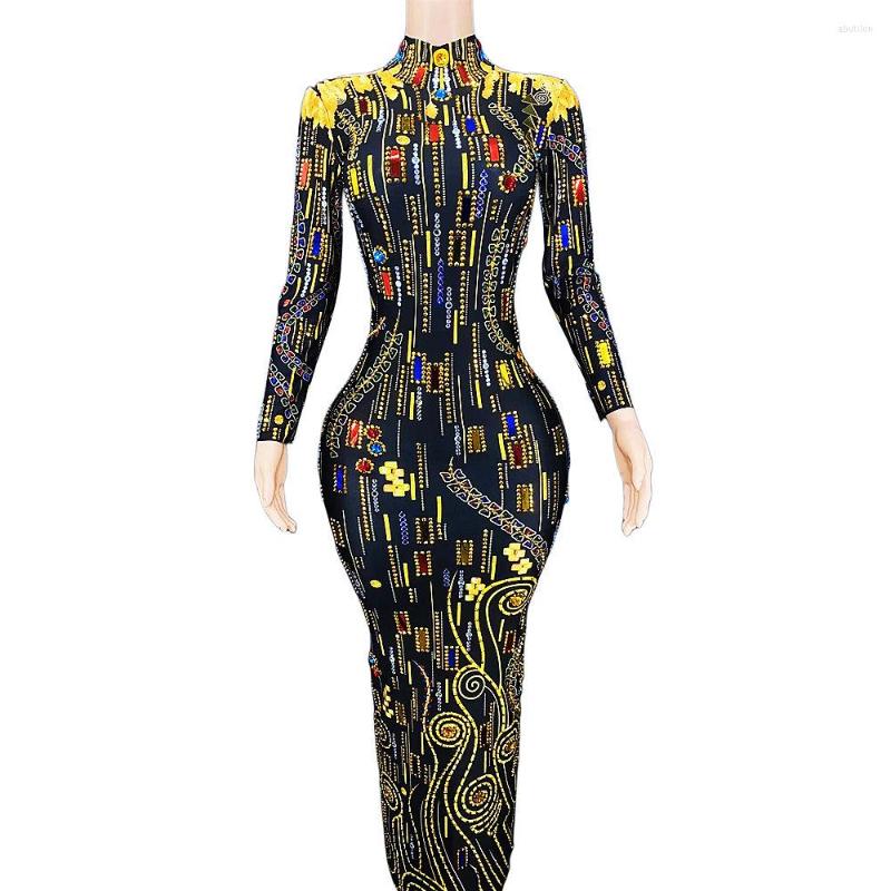 Stage Wear Black Shining Rhinestones Long Sleeves High Neck Sexy Women Dress Evening Party Clothing Ballroom Dance Wears Costumes
Stage Wear Black Shining Rhinestones Long Sleeves High Neck Sexy Women Dress Evening Party Clothing Ballroom Dance Wears Costumes