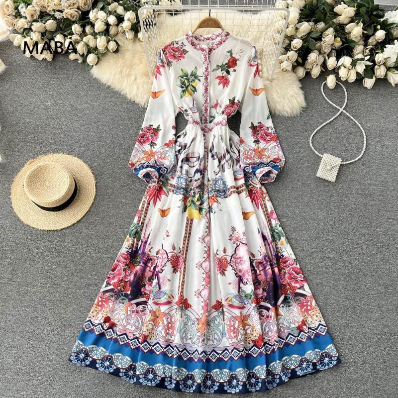 Casual Dresses Vintage Luxury Maxi Dress 2023 Spring Women Stand Collar Long Sleeve High Waist Floral Print A-line Formal Robes, Mixed color
Casual Dresses Vintage Luxury Maxi Dress 2023 Spring Women Stand Collar Long Sleeve High Waist Floral Print A-line Formal Robes, Mixed color
