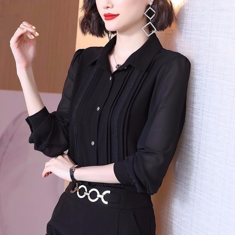 Women's Blouses High-end Long Sleeve Chiffon Shirt Women's Jarming Design 2023 Spring Temperament Loose Turn Down Collar Blouse, Black
Women's Blouses High-end Long Sleeve Chiffon Shirt Women's Jarming Design 2023 Spring Temperament Loose Turn Down Collar Blouse, Black
