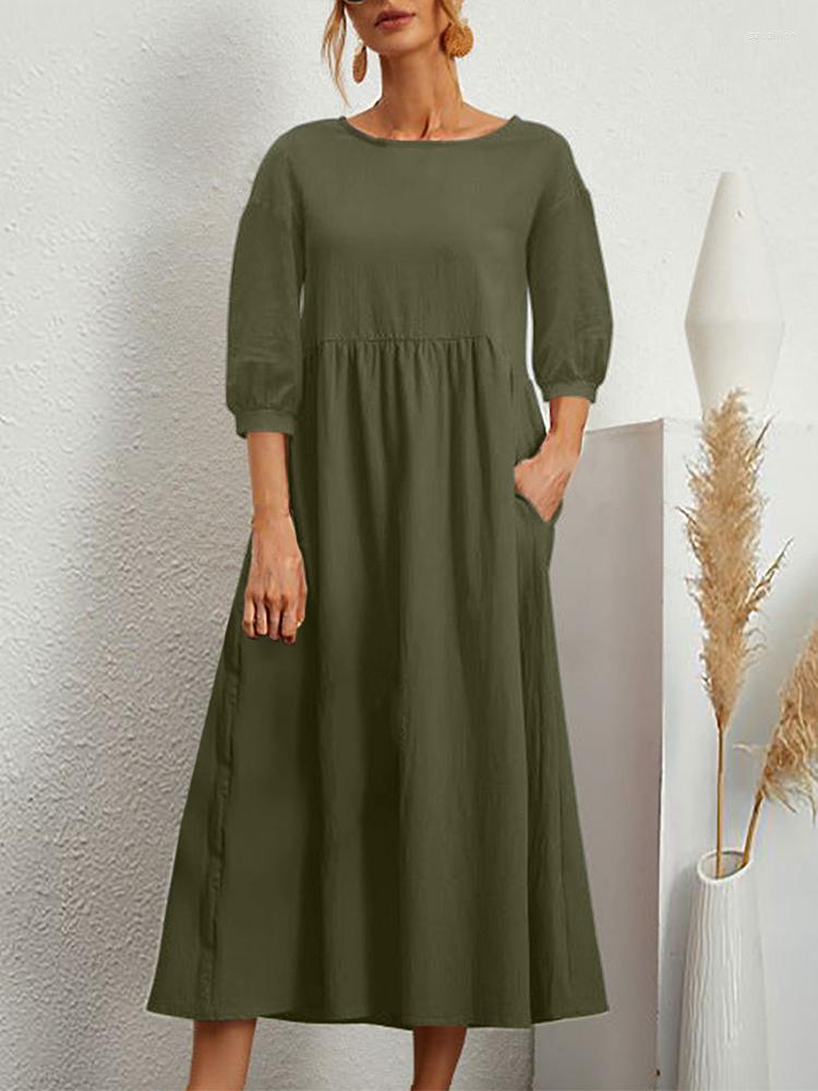 Party Dresses Women' Cotton Linen Dress Summer Fashion Vintage Loose Solid Lantern Sleeve Pocket O-neck Long Female Robe, Green
Party Dresses Women' Cotton Linen Dress Summer Fashion Vintage Loose Solid Lantern Sleeve Pocket O-neck Long Female Robe, Green