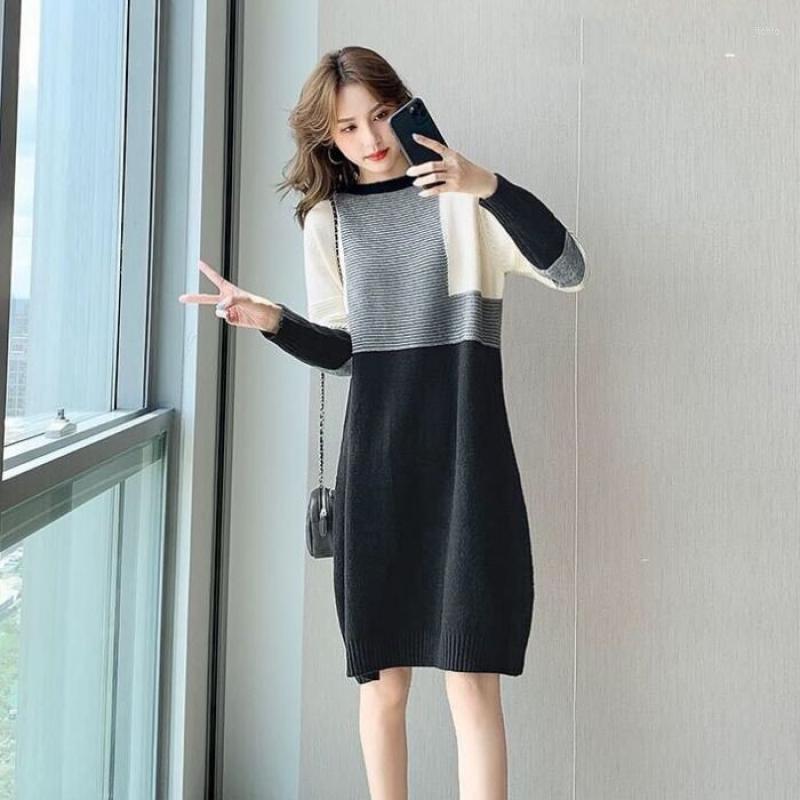 Casual Dresses Knitted Dress Fall And Winter Inside The Sweater WomenS Stitching In Long Paragraph Bottoming Skirt