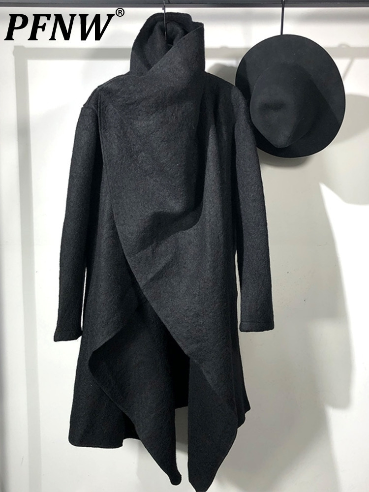 Men's Wool Blends PFNW Punk Darkwear Style Cloth Coat Black Turtleneck Slanted Placket Asymmetrical Overcoat Male Autumn Trend 12A1591 230225
Men's Wool Blends PFNW Punk Darkwear Style Cloth Coat Black Turtleneck Slanted Placket Asymmetrical Overcoat Male Autumn Trend 12A1591 230225
