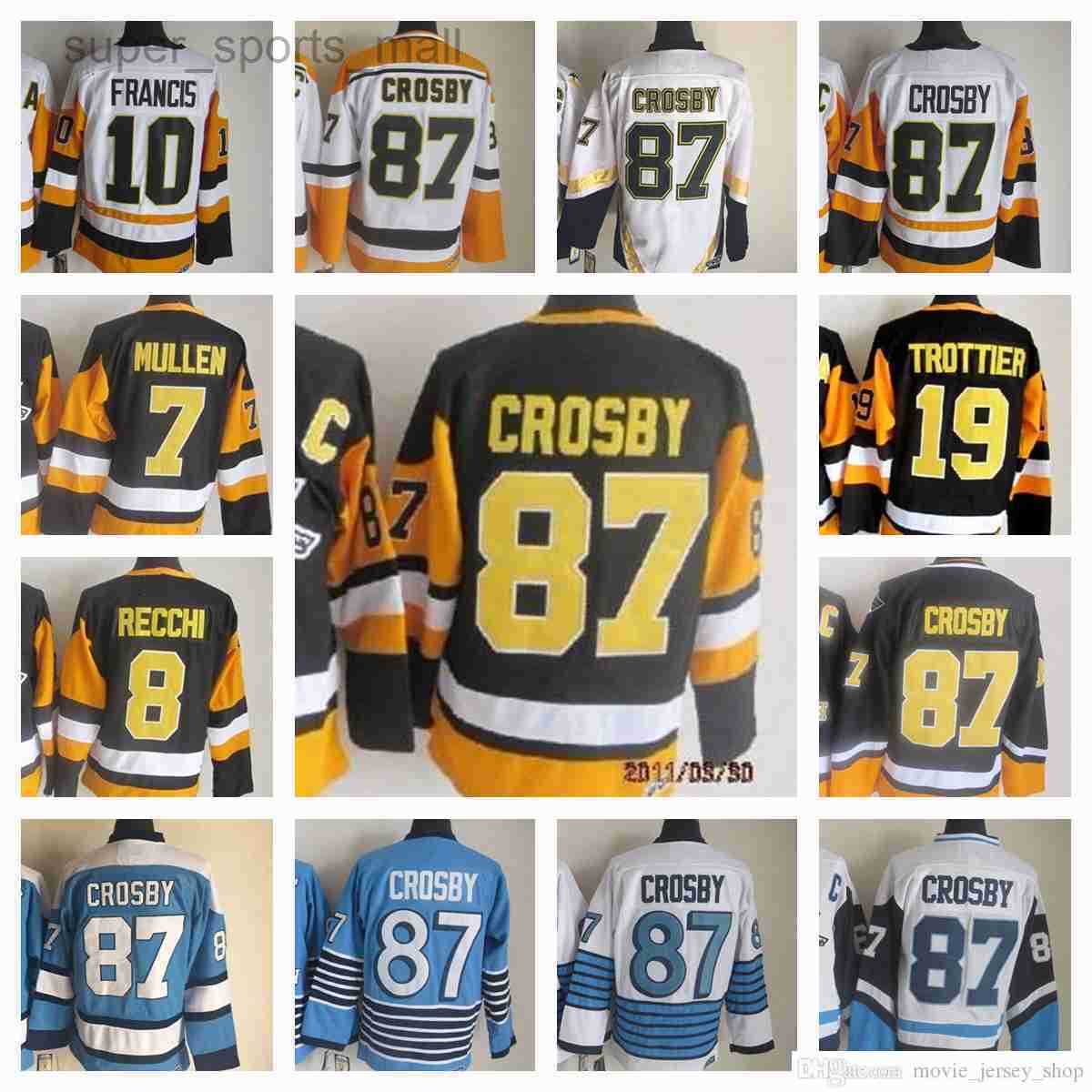 Pittsburgh''Penguins''New Retro Ice Hockey Jerseys 87 Sidney Crosby 7 Joe Mullen 8 Mark Recchi 10 Ron Francis 19 Bryan Trottier Jersey, Same as picture (with team name)
Pittsburgh''Penguins''New Retro Ice Hockey Jerseys 87 Sidney Crosby 7 Joe Mullen 8 Mark Recchi 10 Ron Francis 19 Bryan Trottier Jersey, Same as picture (with team name)