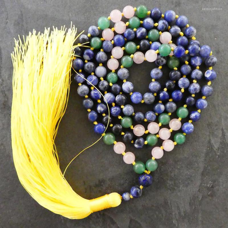 Pendant Necklaces 8mm Sodalite Green Adventurine Knotted Mala Necklace 108 Beads With Yellow Tassel Chakra Jewelry Yoga Gift For Him
Pendant Necklaces 8mm Sodalite Green Adventurine Knotted Mala Necklace 108 Beads With Yellow Tassel Chakra Jewelry Yoga Gift For Him
