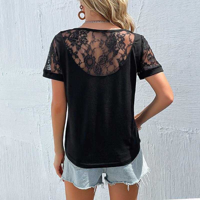 Tong Summer Womens Blouses Clothing Lace Hollow Out Stitching Top T Shirt With, Black
Tong Summer Womens Blouses Clothing Lace Hollow Out Stitching Top T Shirt With, Black