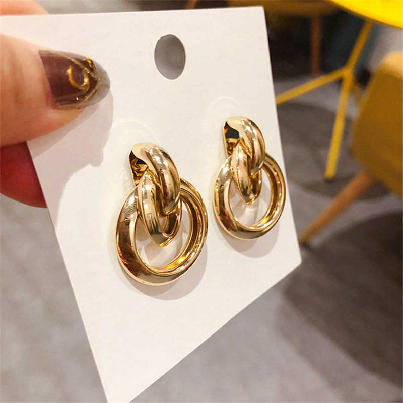 Charm Gold Plating Knot Hoop Earrings For Women Vintage Geometry Metal Earrings 2022 Trendy Fashion Female Jewelry G230225