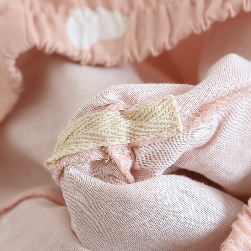 Women's Sleepwear spring and summer women's pajamas three-piece set short sleeves shorts trousers 100%cotton gauze love print homewear set 2