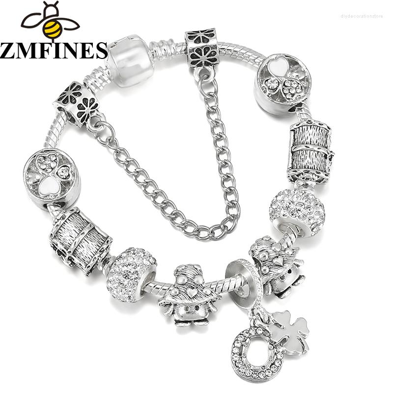 Charm Bracelets Silver Color Bracelet Clover Pendant With Crystal Beads DIY For Women Female Fashion Jewelry Gift Drop
Charm Bracelets Silver Color Bracelet Clover Pendant With Crystal Beads DIY For Women Female Fashion Jewelry Gift Drop