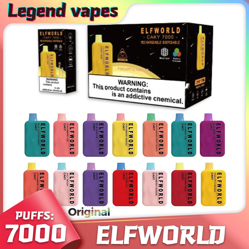 Original Elfworld Caky 7000 Puffs E Cigarettes Disposable Box Vape Pen 650mAh Rechargeable 14ml Refilled Reuse Cartridges Mesh Coil 5% Nic Vapes Pod Bar Vaporizers
Original Elfworld Caky 7000 Puffs E Cigarettes Disposable Box Vape Pen 650mAh Rechargeable 14ml Refilled Reuse Cartridges Mesh Coil 5% Nic Vapes Pod Bar Vaporizers