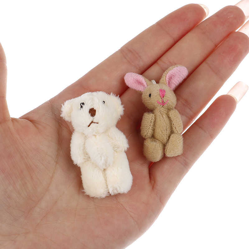 Wholesale 100pcs High Quality 6cm Soft Mini Plush Rabbit Bear Dollhouse Miniature Accessories Animal Toy Furniture For Doll Home Decoration