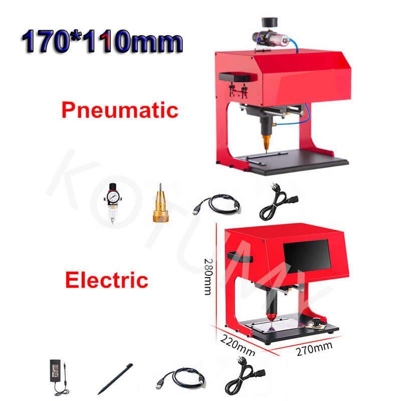 220V Metal Signage Nameplate Marking Machine Pneumatic Electricity Desktop Car Nameplate Metal Parts Engraving Machine 170*110mm