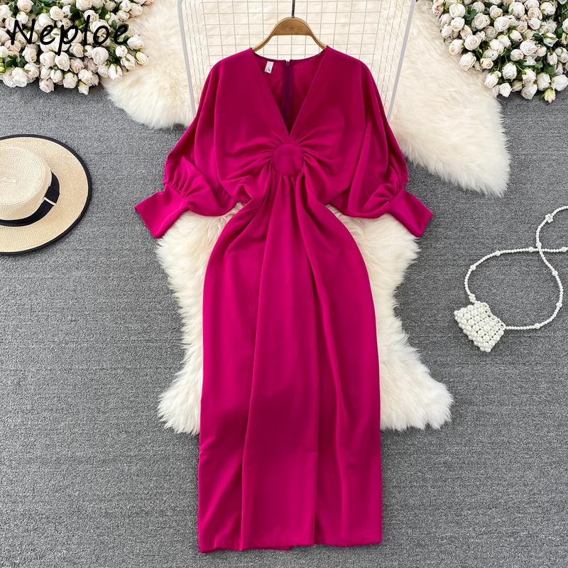 Casual Dresses Neploe V Neck Lantern Long Sleeve Evening Pleated High Waist Slim Robe Femme 2023 Autumn Vestidos De Mujer Elegant Y2k, Rose red
Casual Dresses Neploe V Neck Lantern Long Sleeve Evening Pleated High Waist Slim Robe Femme 2023 Autumn Vestidos De Mujer Elegant Y2k, Rose red