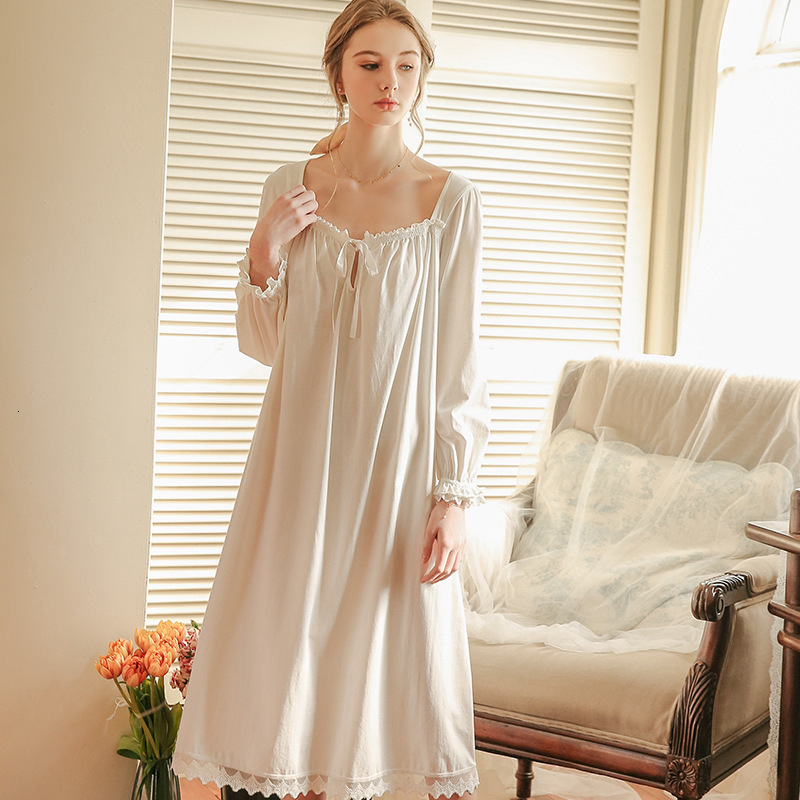 Women's Sleepwear White Nightgown Sleepwear Lady Spring Autumn Long Sleeve Nightdress Loose Women Princess Nightgowns Comfortable 230227