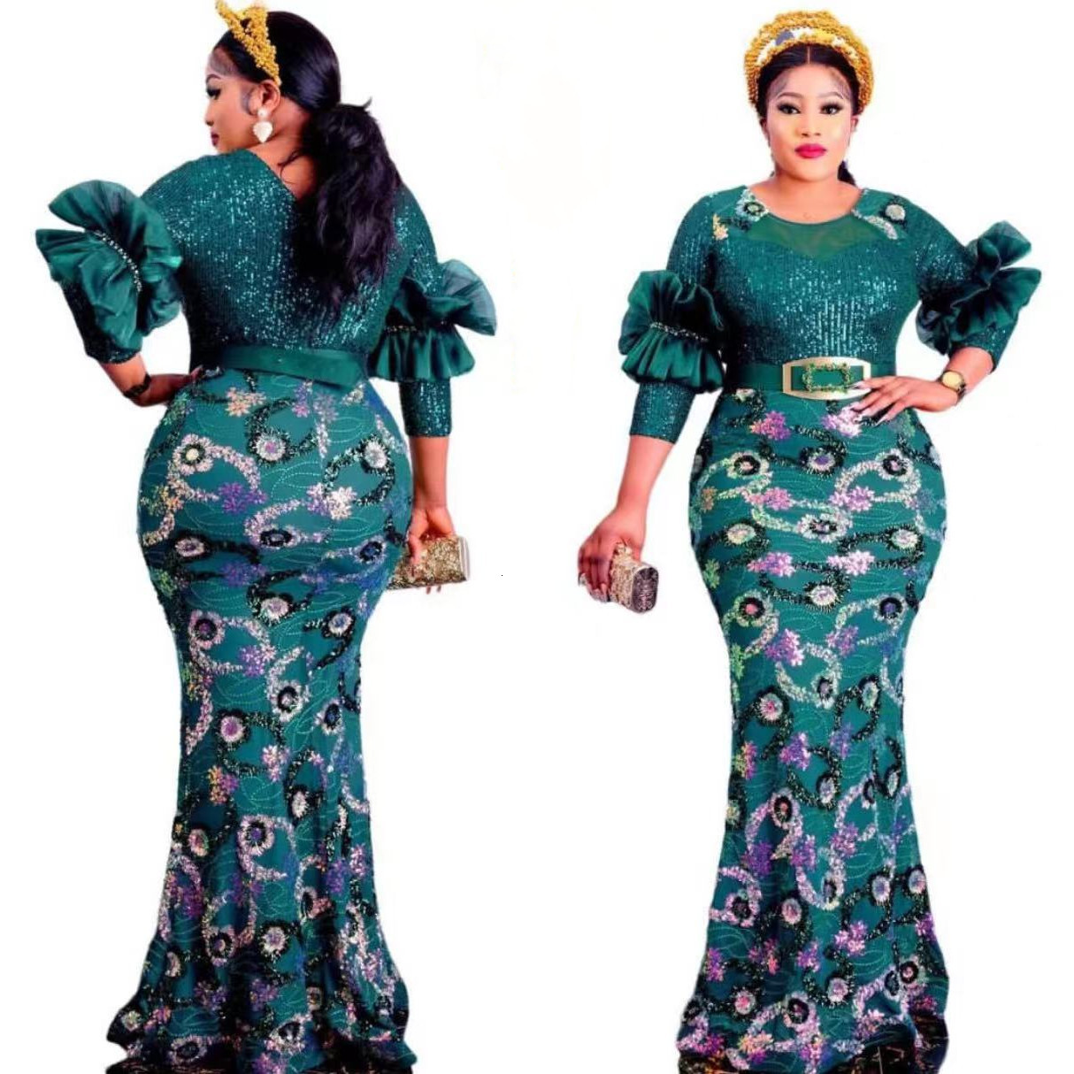 Ethnic Clothing Plus Size African Party Long Dresses for Women Dashiki Ankara Sequin Evening Gowns Turkey Outfits Robe Africa 230227