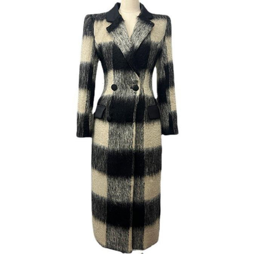 Women's Wool Blends Retro French Style Winter Plaid Long en Overcoat Women Double Breasted Slim Outwear 230227, Black
Women's Wool Blends Retro French Style Winter Plaid Long en Overcoat Women Double Breasted Slim Outwear 230227, Black