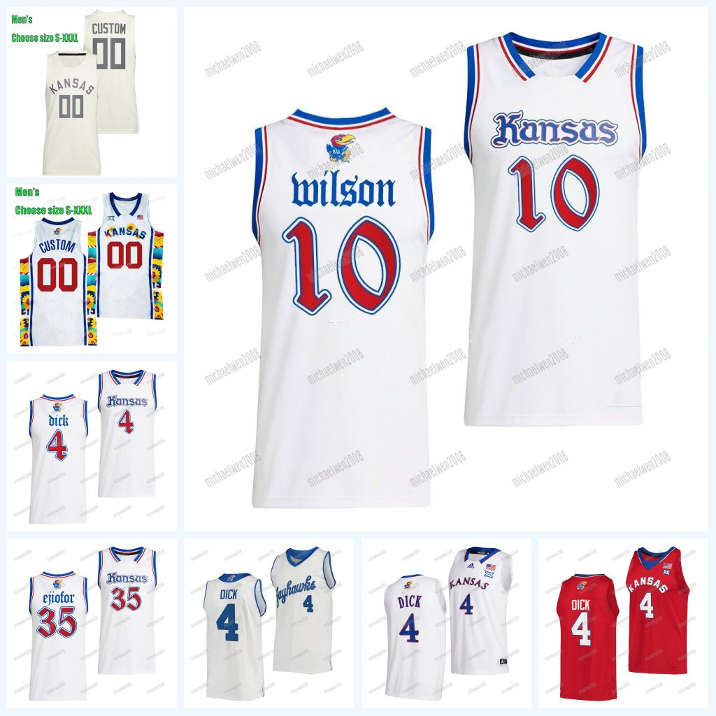 CUSTOM Kansas Jayhawks NCAA Basketball Jersey Gradey Dick Jalen Wilson K.J. Adams Jr. Zach Clemence Kyle Cuffe Jr. Zuby Ejiofor Dajuan Harris Jr. Wilder Evers Cam Martin