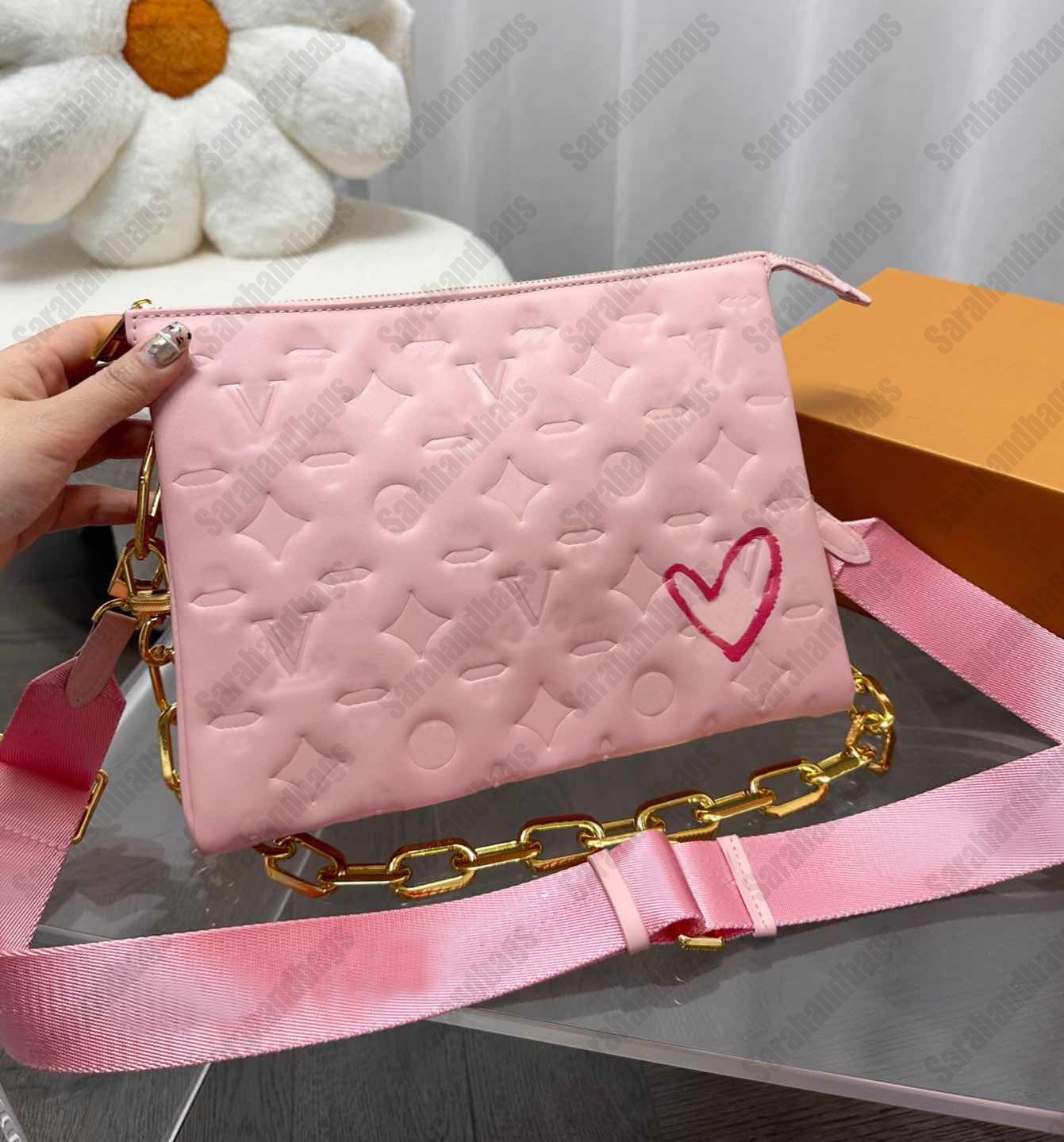 Luxurys medium handbag women chain bag fashion designers purses womens leather embossing totes shoulderstrap removable shoulder bags