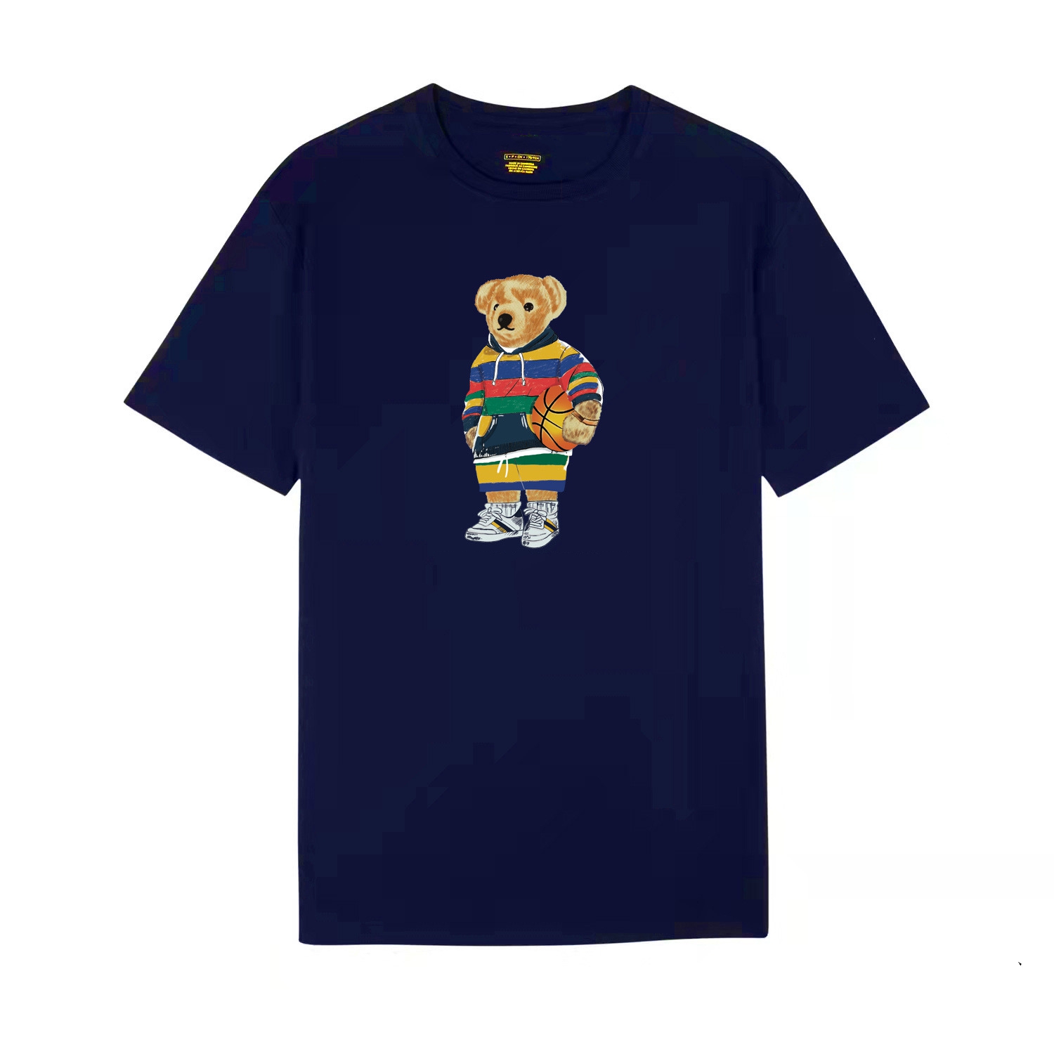 New polos T-shirt Foreign Trade Xiong Xiansen Series Men's Printed Solid Short Sleeve Round Neck Casual Bottom Shirt Asian Size S-XXL