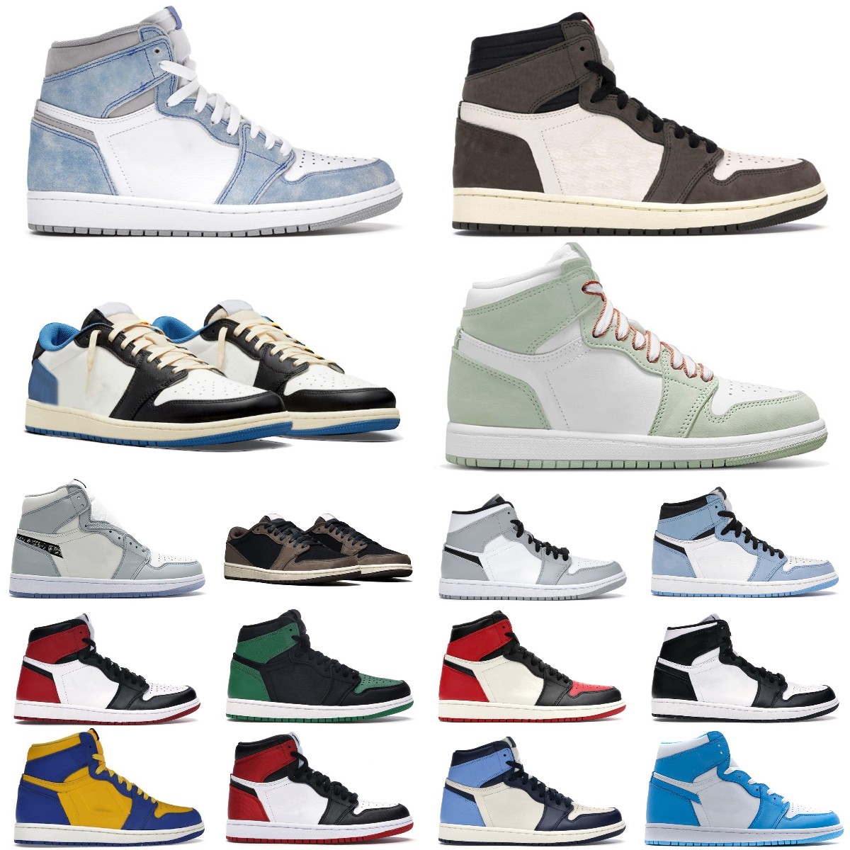 NEW Jumpman 1 Men Basketball shoes 1S University Blue Retro High OG Hyper Royal Panda dark Mocha bred shadow UNC Smoke Grey Reverse Laney