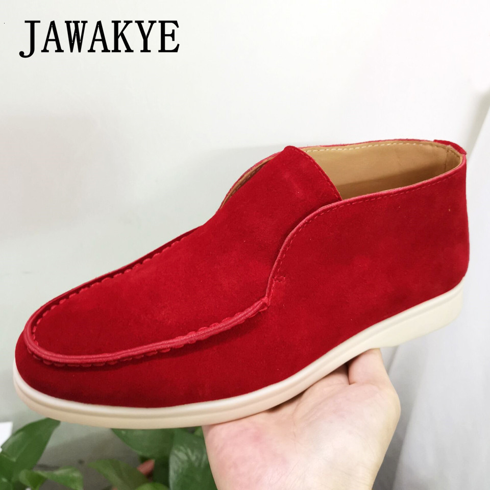 Dress Shoes Autumn High Top Lazy Loafers Suede Leather Casual Flat Shoes Women Round Toe Female Driving Shoes Couples Shoes Men 230227