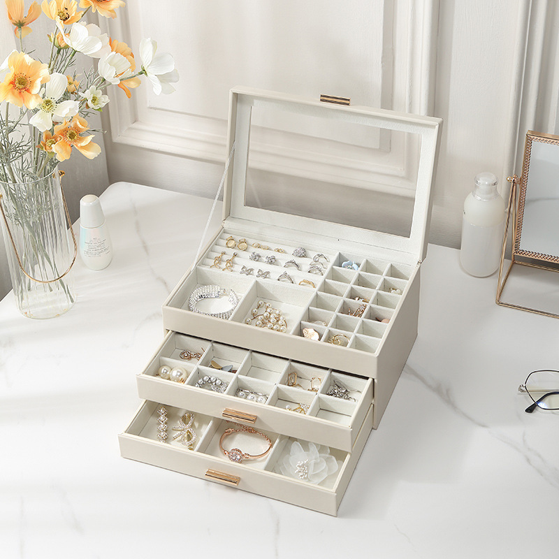 Jewelry Boxes WEJEBOX Green Leather Jewelry Box Jewelry Organizer Earring Ring Bracelet Storage Box Gifts Joyeros Organizador De Joyas 230227