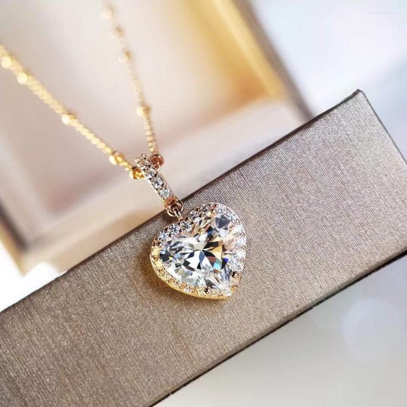 Pendant Necklaces Luxury 925 Sterling Silver Crystal Ocean Heart Necklace Gold Plated Zircon Wedding Jewelry Ladies Clavicle Chain Choker 
Pendant Necklaces Luxury 925 Sterling Silver Crystal Ocean Heart Necklace Gold Plated Zircon Wedding Jewelry Ladies Clavicle Chain Choker