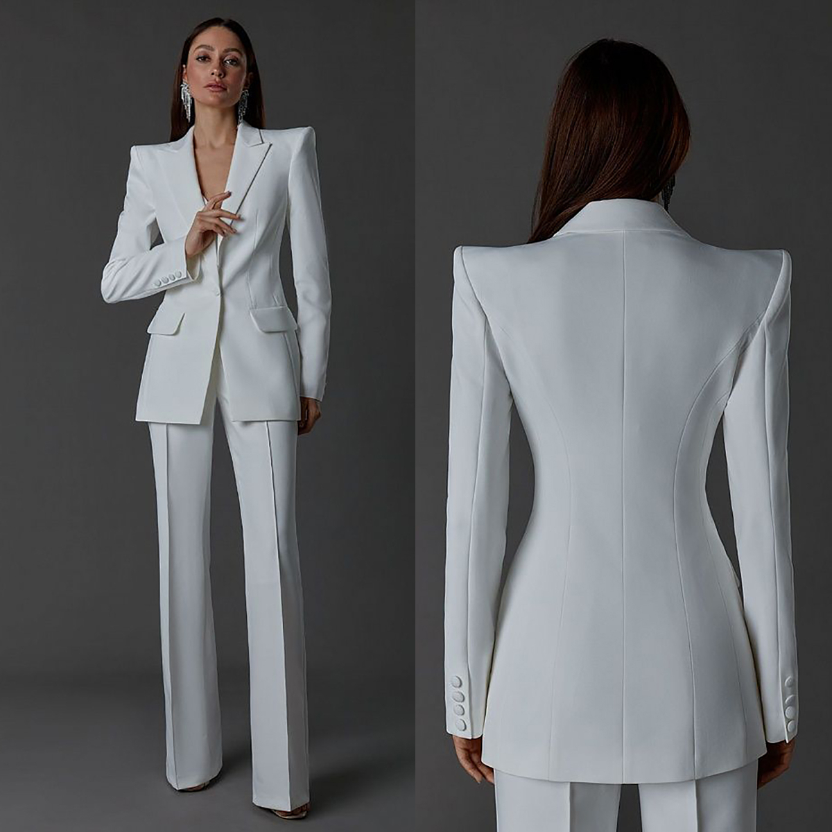 2026 Elegant Mother Of The Bride Suits Slim Fit White Wedding Party Gowns Prom Party Blazer Women Formal Pants Jacket Outfit One Button Modern Groom M